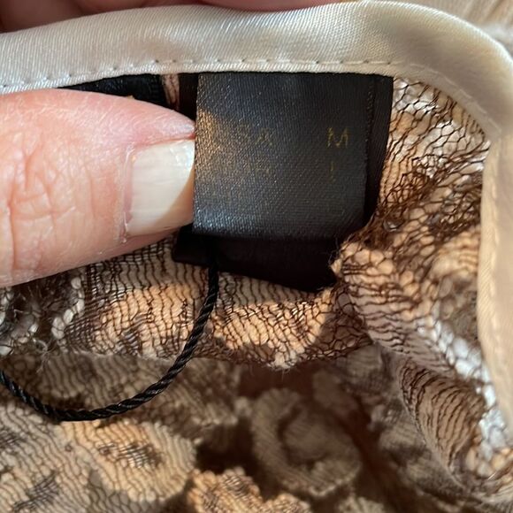 NWOT Blush by Young Threads tan lace & netting dress - Picture 9 of 10